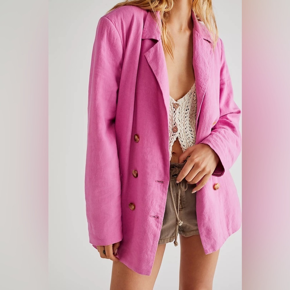 Free People Vibrant Pink Blazer(NWOT) - Picture 4 of 9